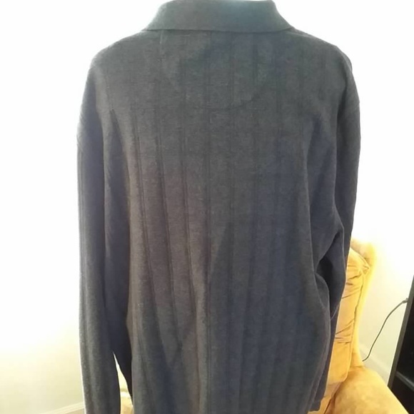 Mens Van Heusen Gray Long Sleeve Polo Shirt Large - Picture 2 of 6